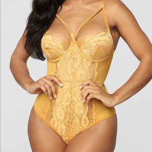 Mustard yellow lace teddy